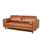 MCM Tufted Genuine Leather 3 Seat Sofa 88"