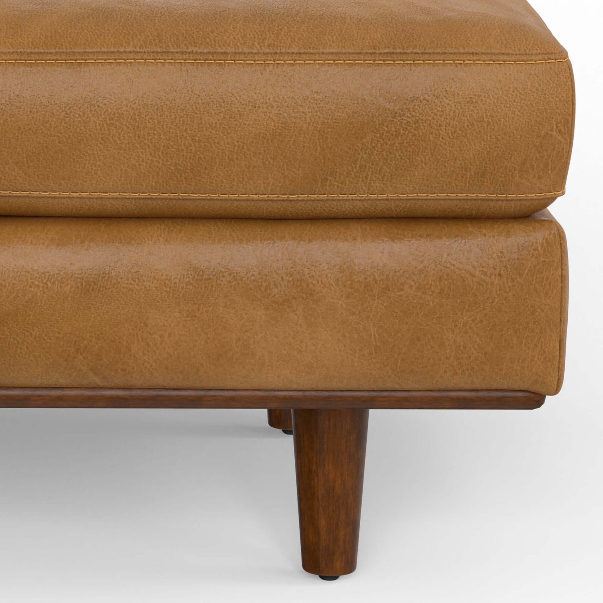 Morrison MCM Styled Leather Square Ottoman - Revel Sofa 