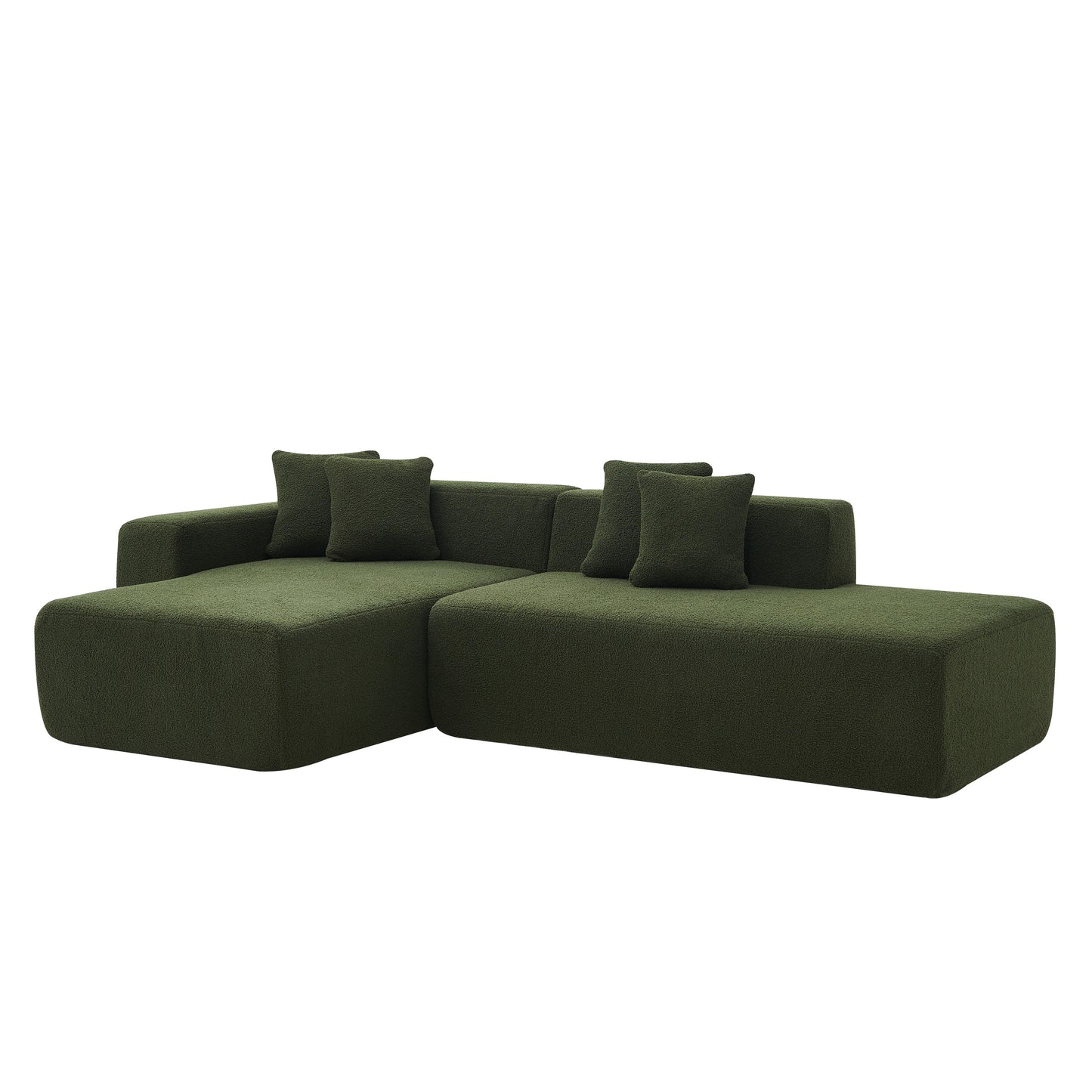 Contemporary Low Profile Sectional Chaise Foam Sofa 105" (3 Colors)