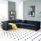 Glamorous Channel Tufted Velvet Square Arm Corner Sectional Sofa