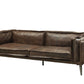 Porchester Chocolate Top Grain Leather Loveseat Sofa 71"