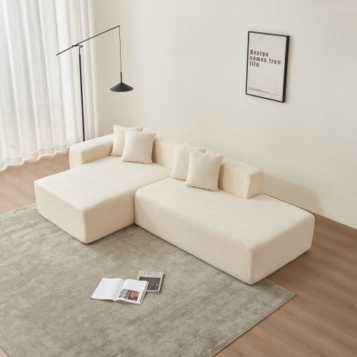 Contemporary Low Profile Sectional Chaise Foam Sofa 105" (3 Colors)