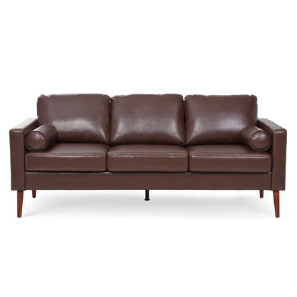 MCM Faux Leather 3 Seat Sofa 77"