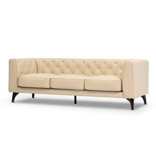 MCM Tufted Leather 3 Seat Sofa 92" (3 Colors)