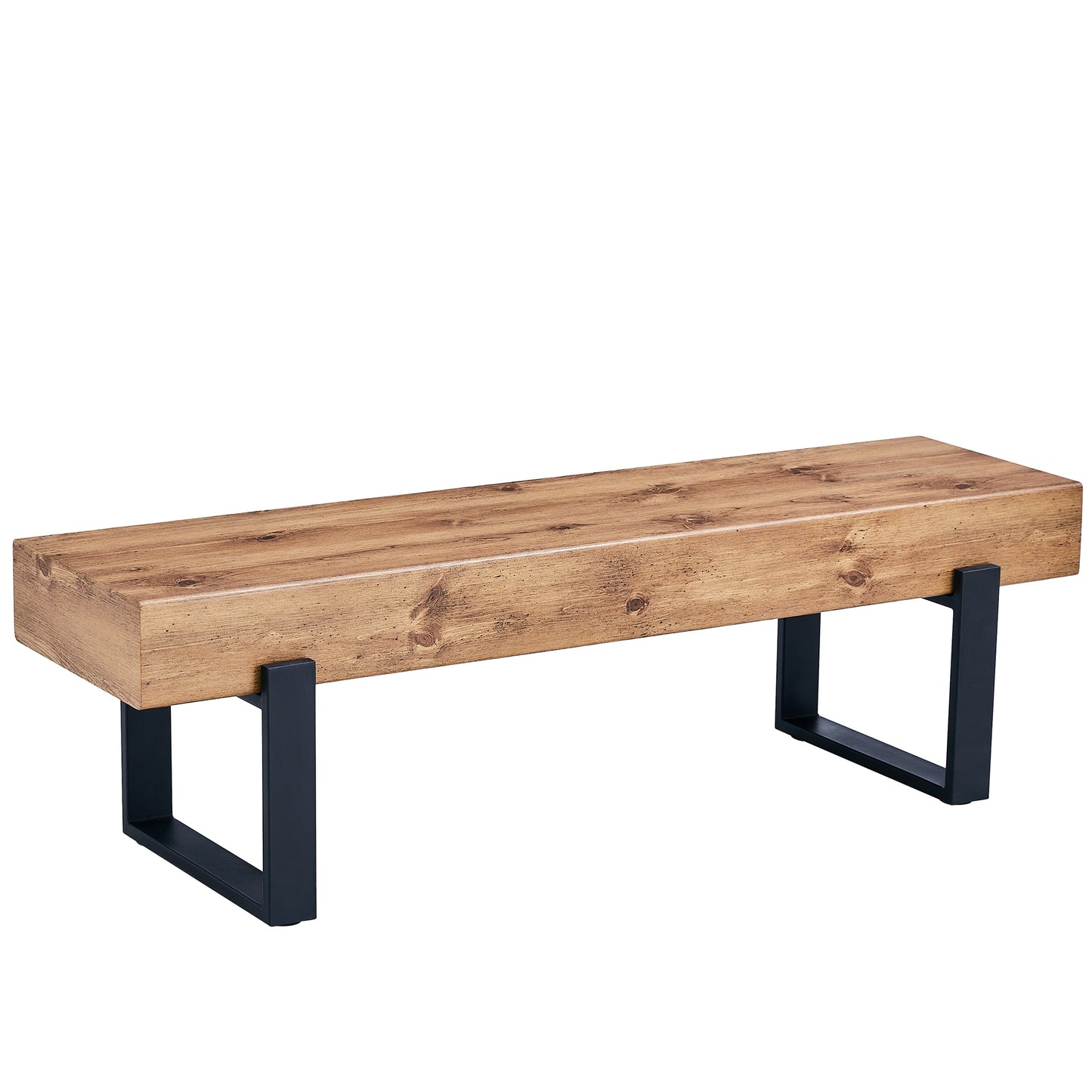 Modern Wood MDF Block Metal Base Bench 59"