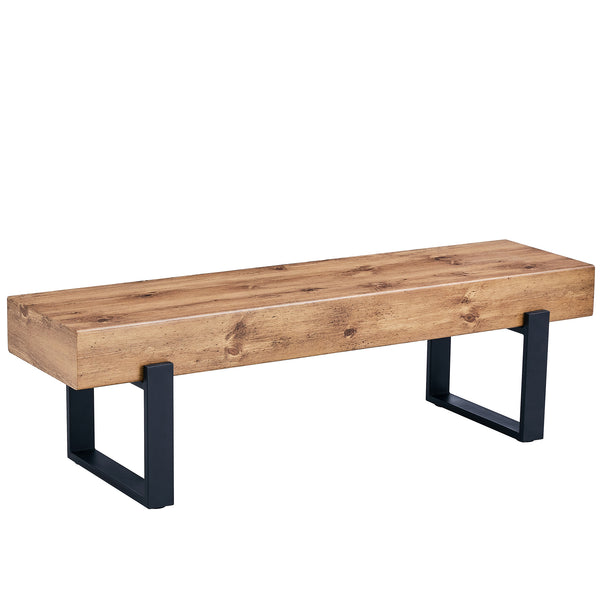 Modern Wood MDF Block Metal Base Bench 59