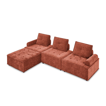 Modular Sectional Sofa Wrapped in Soft Chenille Fabric 99” - Revel Sofa 