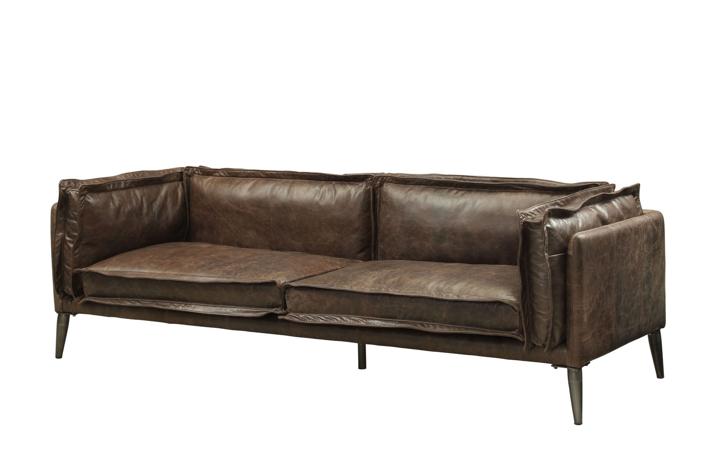 Porchester Sofa in Distressed Top Grain Chocolate Leather 94” - Revel Sofa 