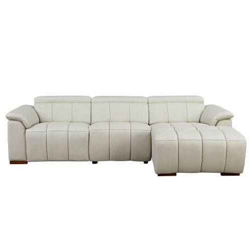 Modern Leather Chaise Sectional Sofa w/ Adjustable Foot & Headrest 113" (2 Colors)