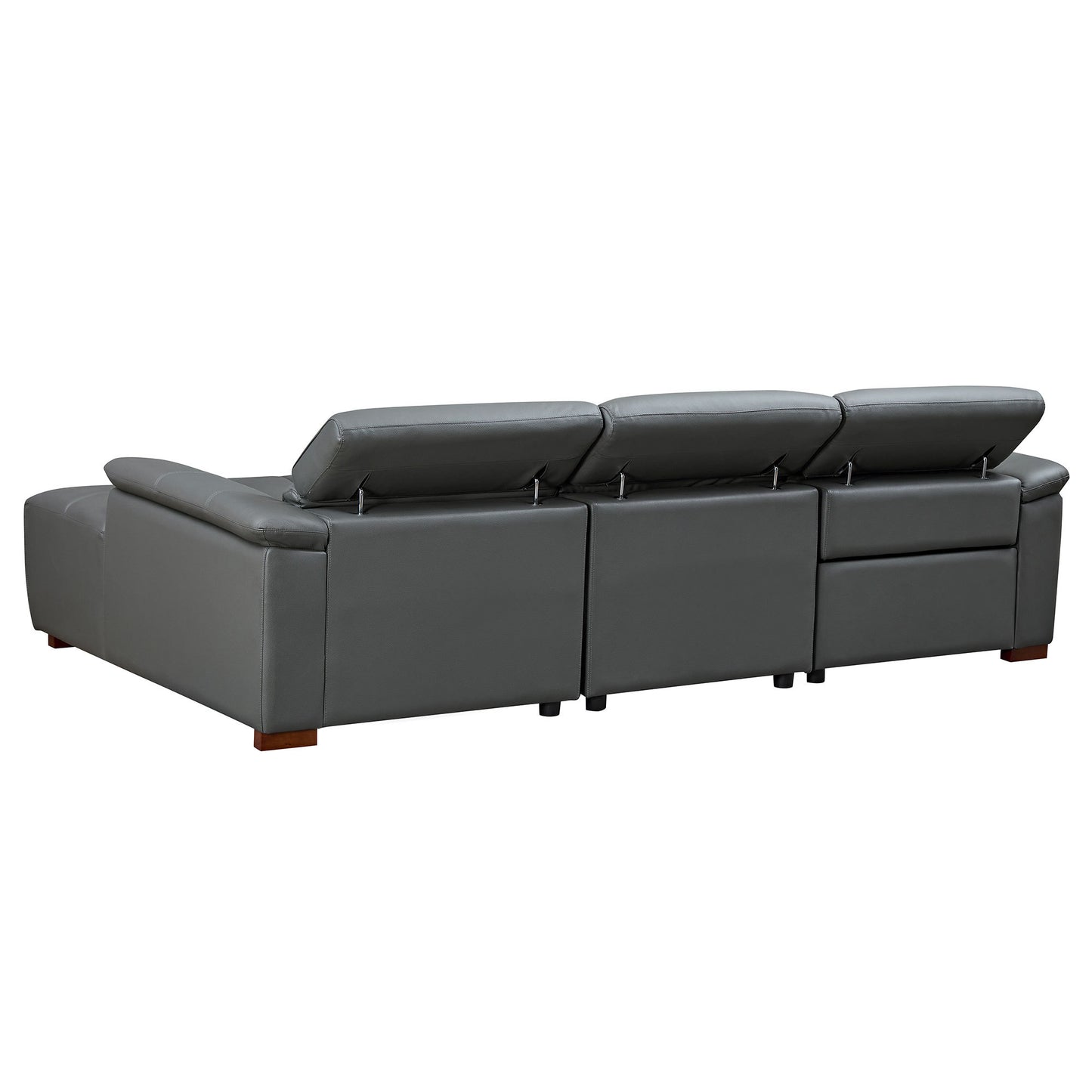 Modern Leather Chaise Sectional Sofa w/ Adjustable Foot & Headrest 113" (2 Colors)