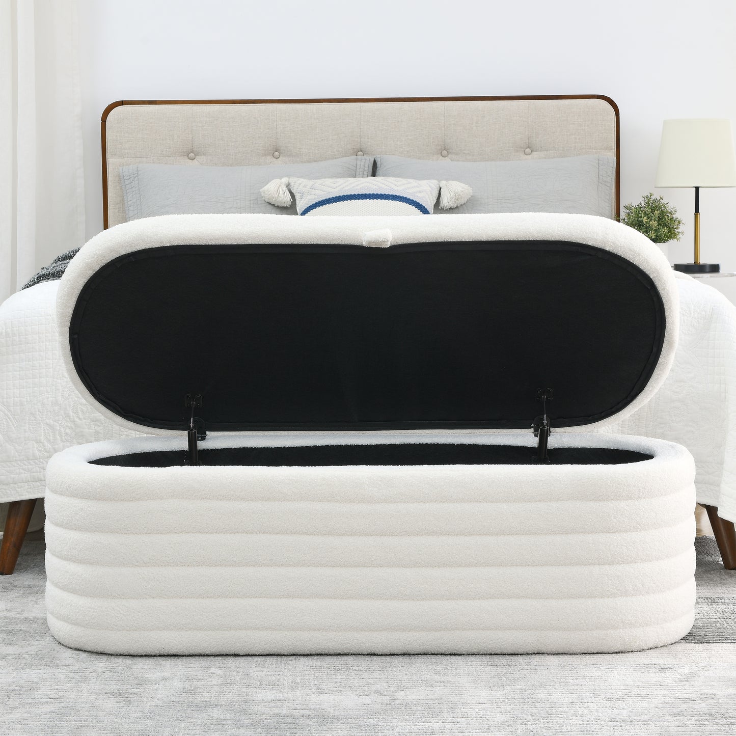 Modern Oval Ottoman Storage Bench 45.5" (6 Colors)