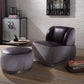 Decapree Accent Lounge Chair Top Grain Leather Gray Velvet