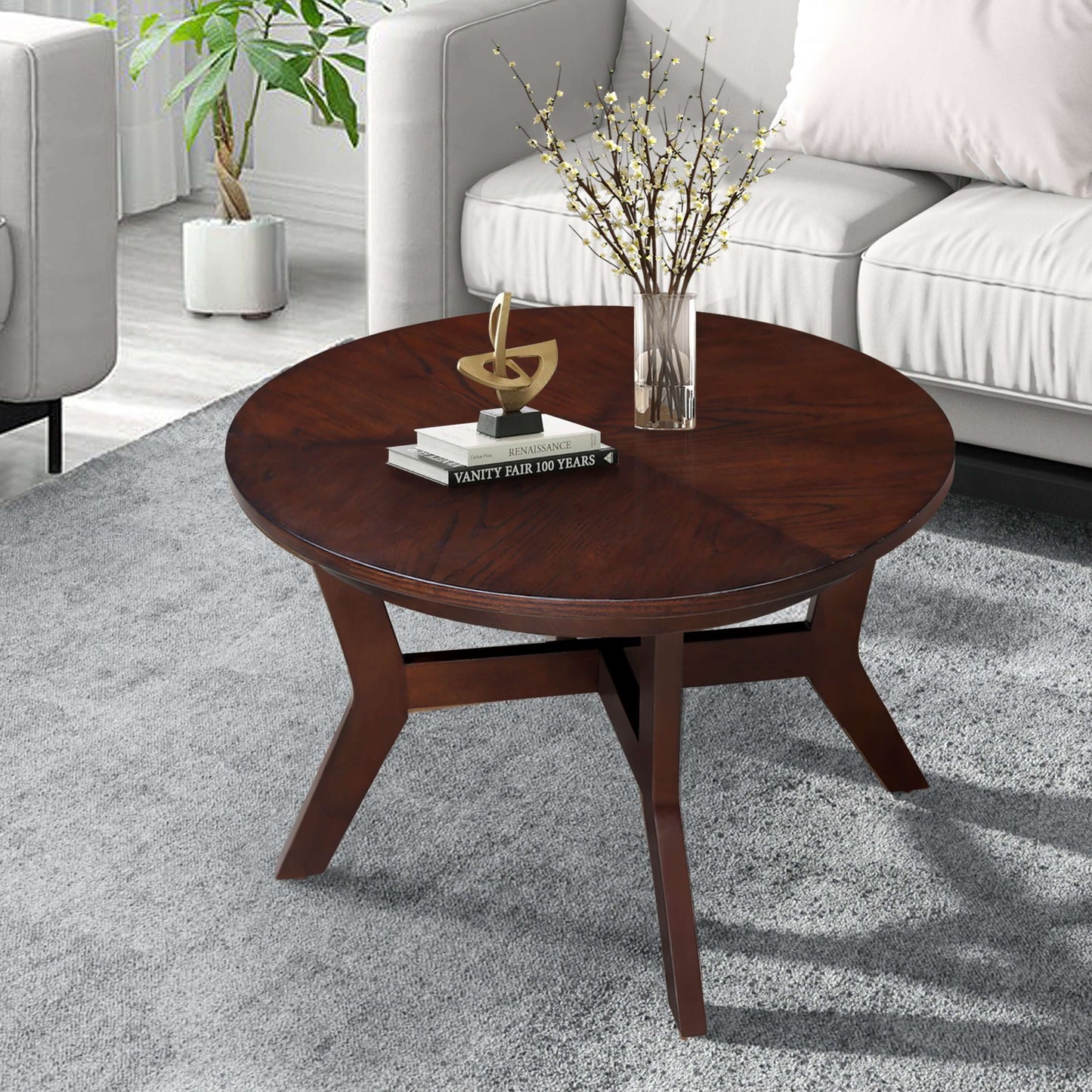 Wood Round Coffee Accent Table (32")