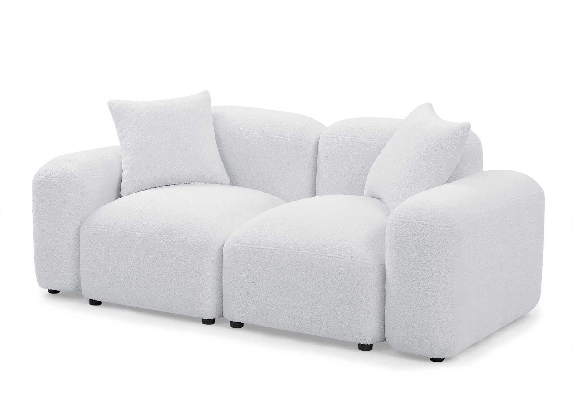 Contemporary Modular Sectional Sofa in Teddy Fabric with Ottoman (4pc) 95" - Revel Sofa 