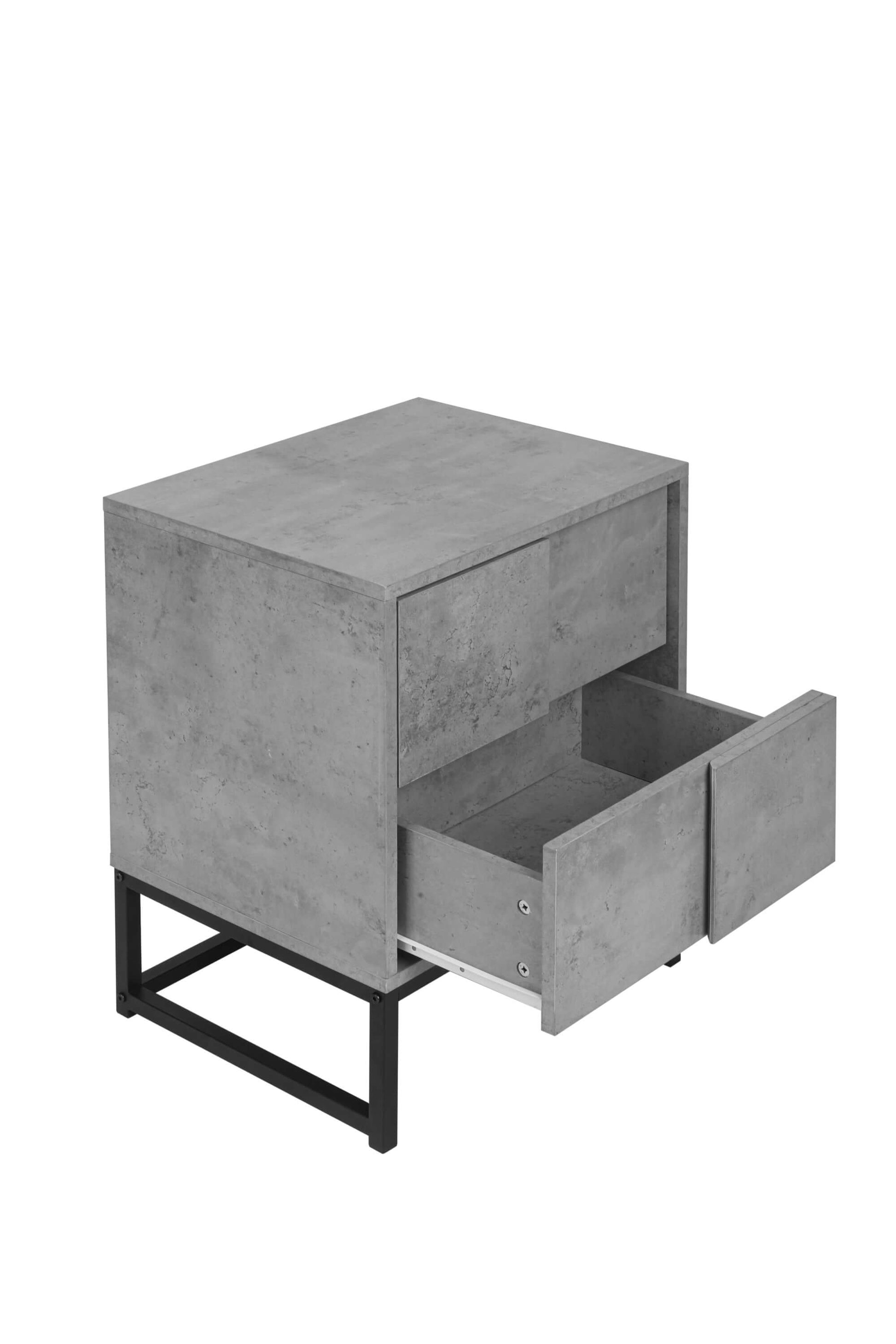 Industrial Geometric 2 Drawer Nightstand in Cement Gray - Revel Sofa 