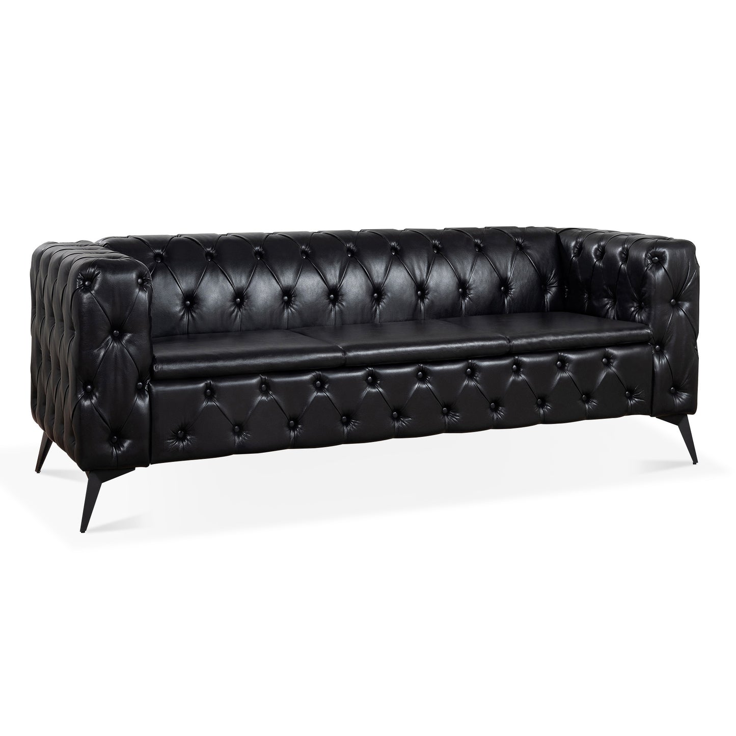 Styled Button-Tufted Square Arm Sofa, 3 Seater 84” - Revel Sofa 