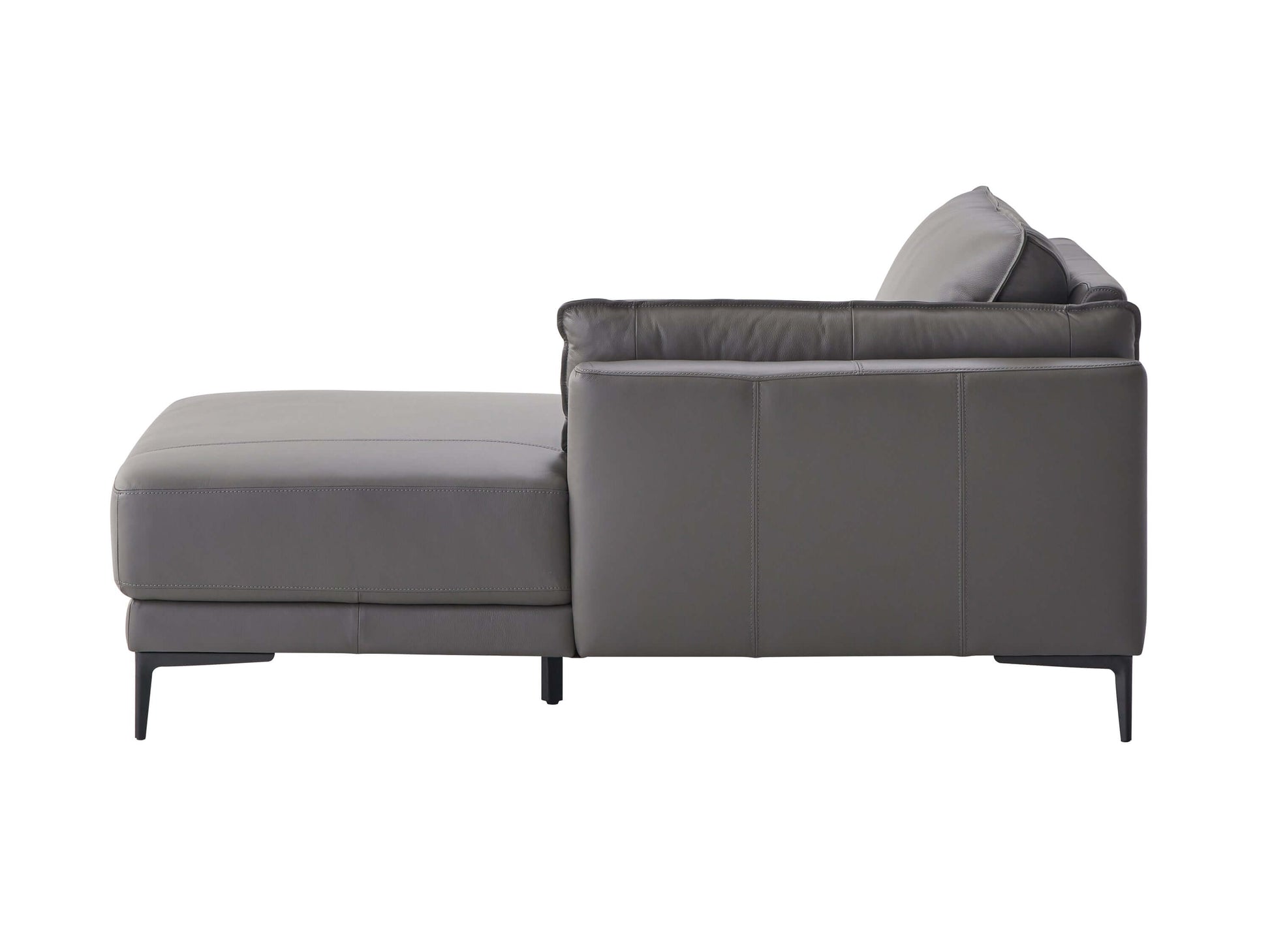 Meka Top Grain Gray Leather Sectional RF Chaise Sofa - Revel Sofa 