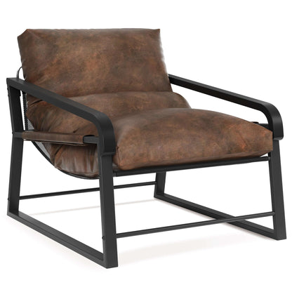 Modern Metal Frame Accent Lounge Chair, Comfy Armchair - Brown, Beige or Gray - Revel Sofa 