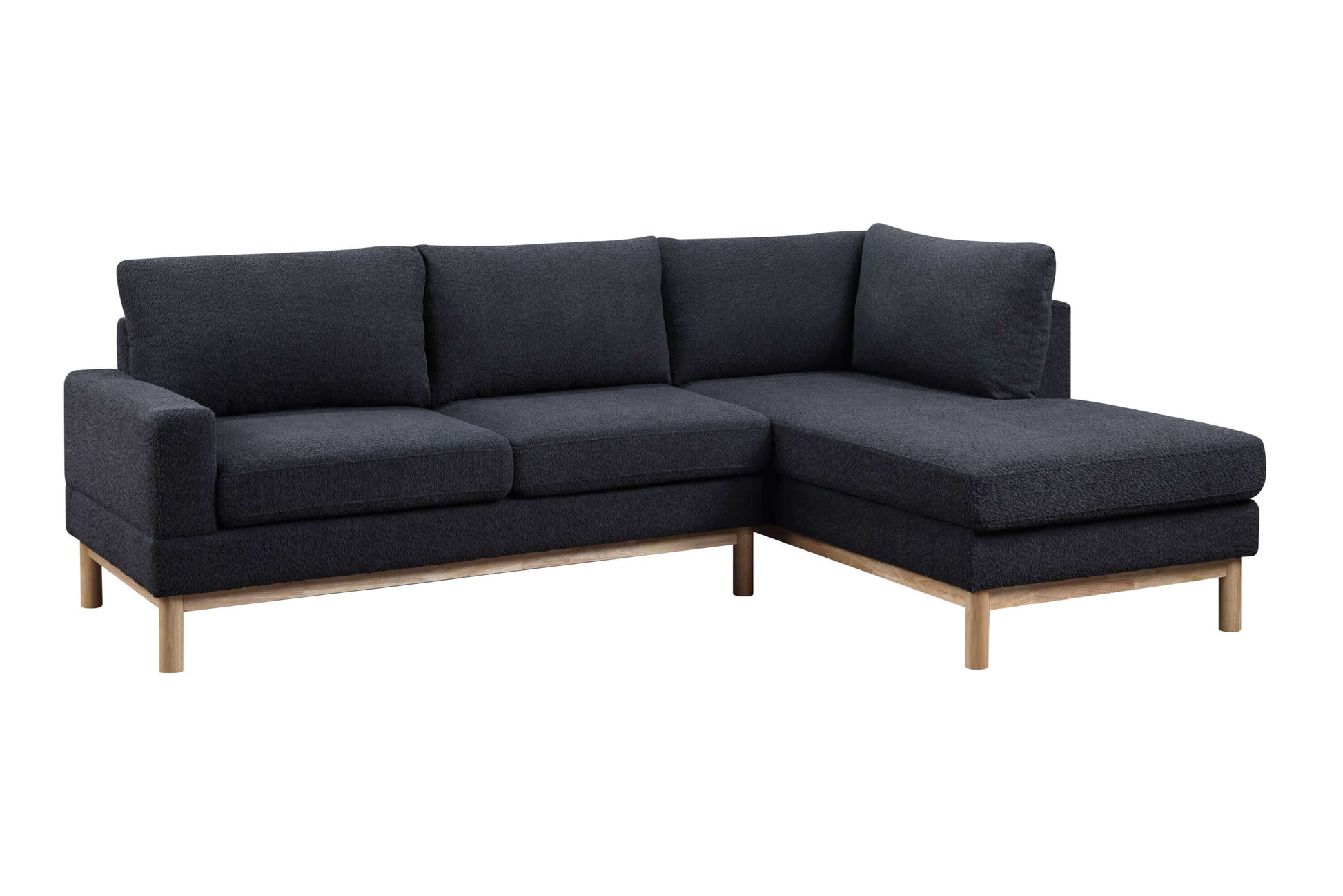 Anisa Black Sherpa Sectional Sofa with Right-Facing Chaise 93" - Revel Sofa 