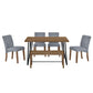 Modern Wood Dining Table Set 6 Pc: Table + 4 Upholstered Chairs + 1 Bench - Revel Sofa 