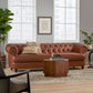 English Chesterfield Tufted Faux Leather Sofa 95"