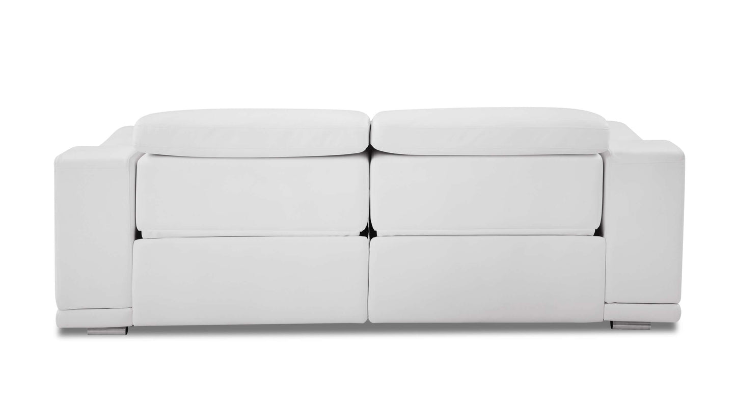 Genuine Leather Power Reclining Sofa, White 87” - Revel Sofa 