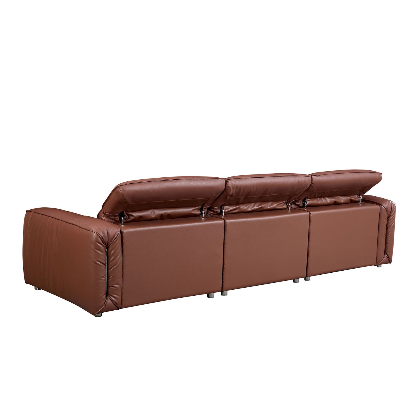 Modern Leather Deep Seated Adjustable Headrest Sofa 123" (2 Colors)