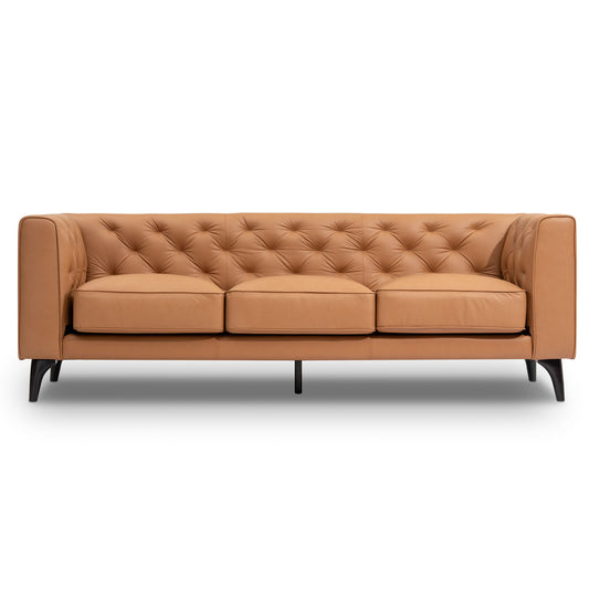 MCM Tufted Leather 3 Seat Sofa 92" (3 Colors)