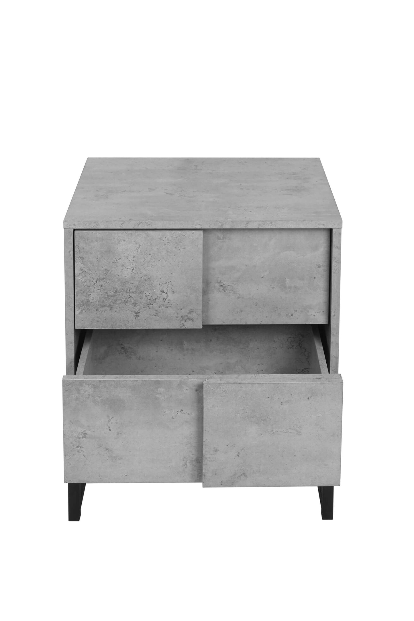 Industrial Geometric 2 Drawer Nightstand in Cement Gray - Revel Sofa 