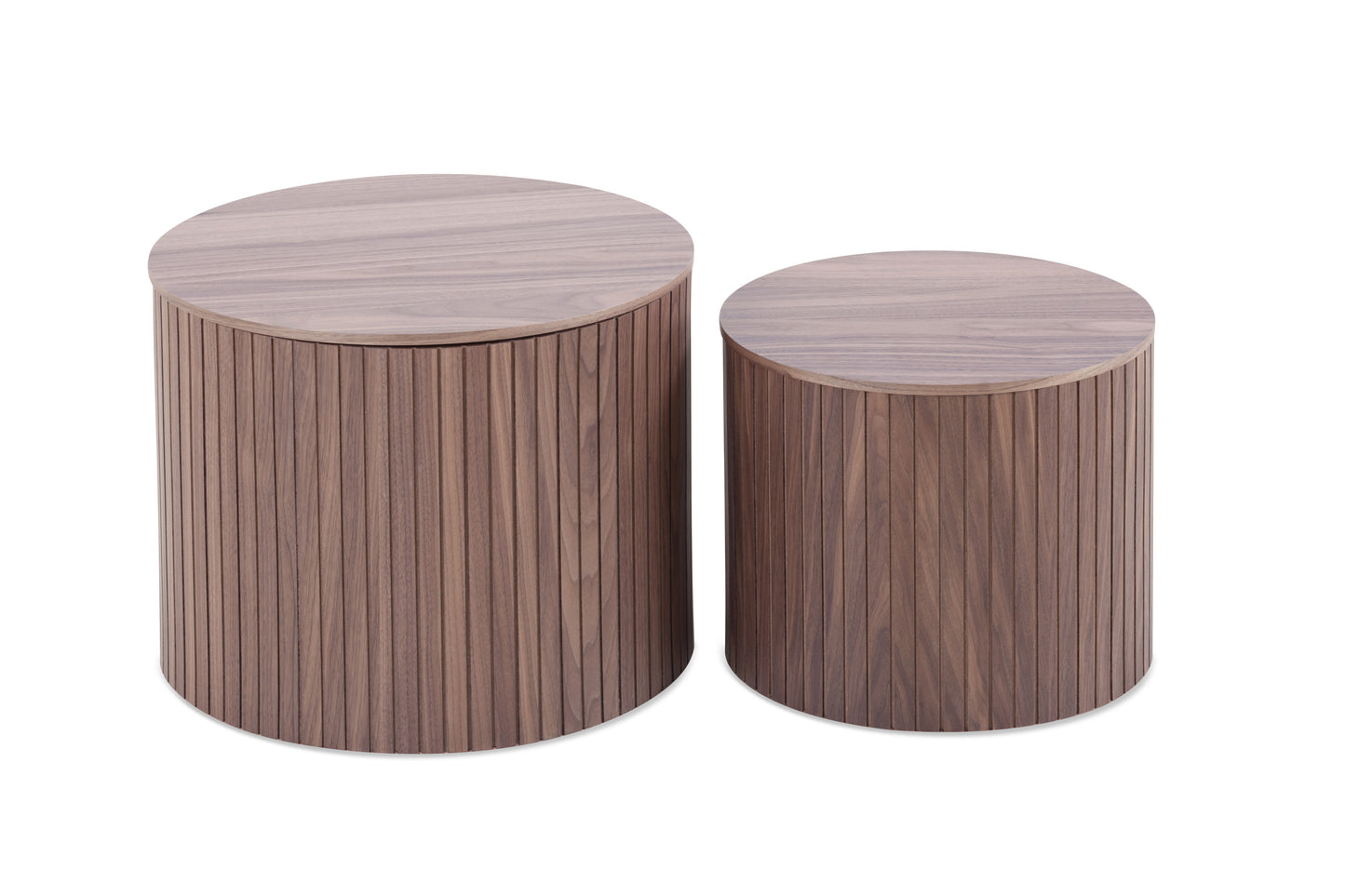 Handcrafted MDF Round Accent Table Set w/ Storage (2 Colors)