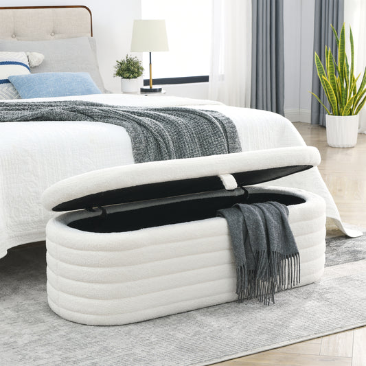 Modern Oval Ottoman Storage Bench 45.5" (6 Colors)