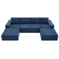 Modular U Shape Dual Chaise Chenille Fabric Sectional Sofa 110" in blue, showcasing its versatile and customizable layout options.