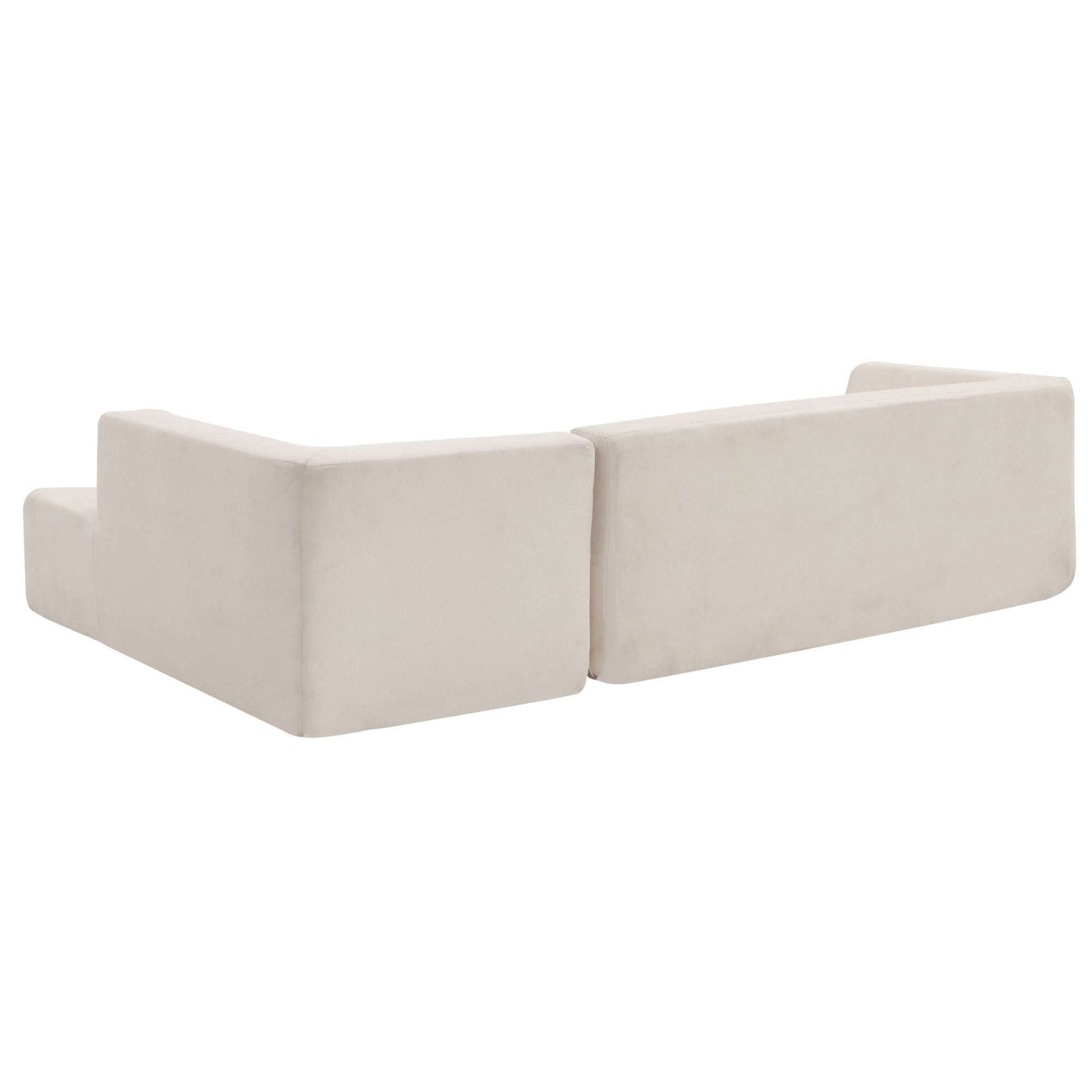 Modern Tufted Chaise Corner L-Shape Sectional Sofa in Beige, Gray or Green 110" - Revel Sofa 