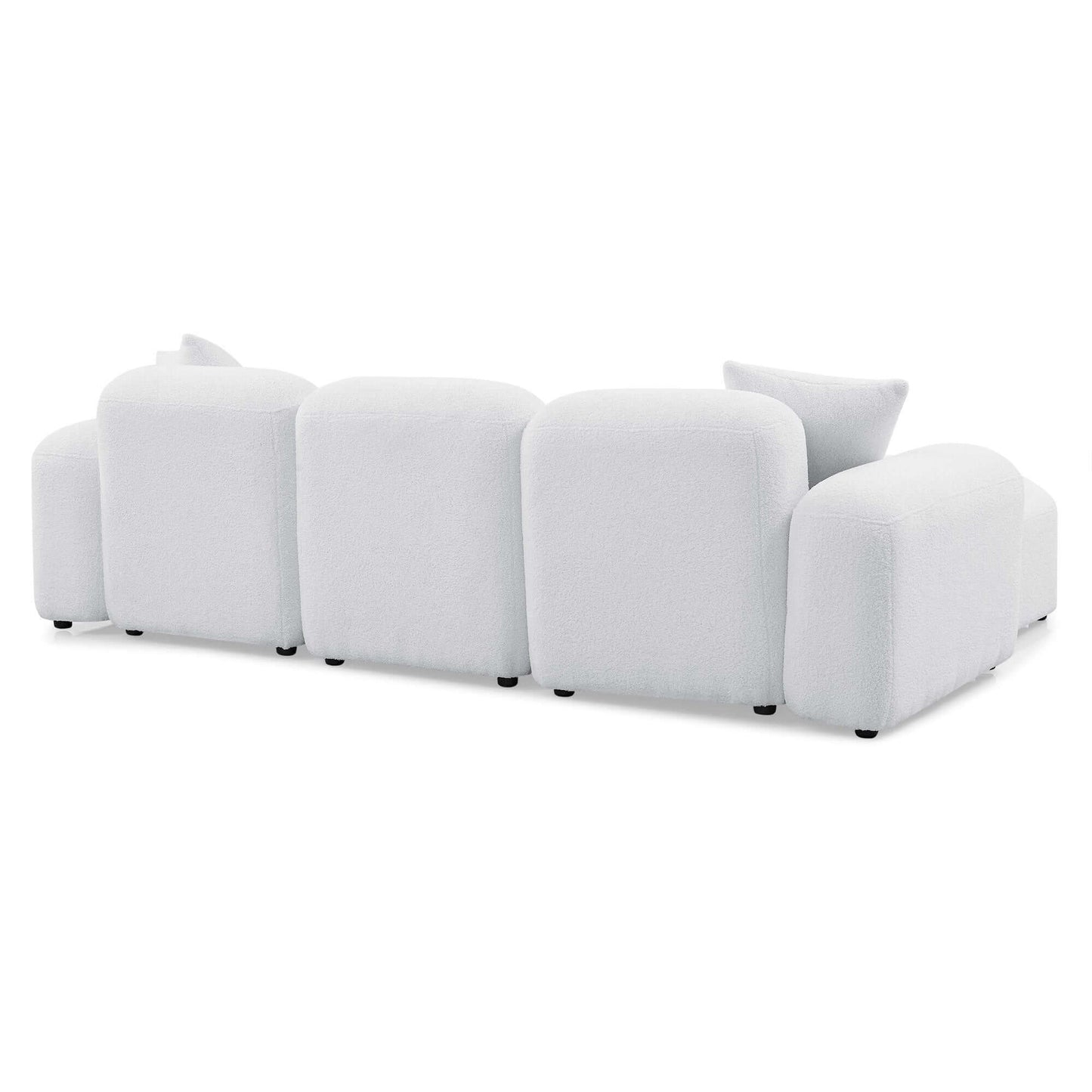 Contemporary Modular Sectional Sofa in Teddy Fabric with Ottoman (4pc) 95" - Revel Sofa 