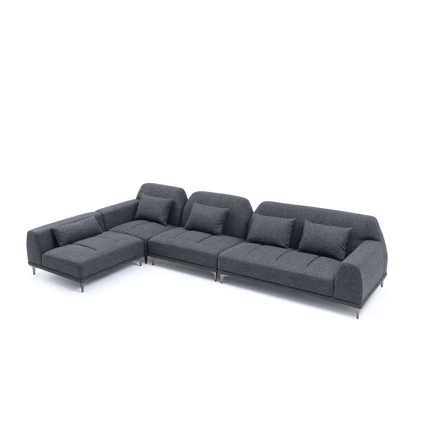 Modern Tufted Customizable Modular Sectional Sofa in Gray 147" - Revel Sofa 