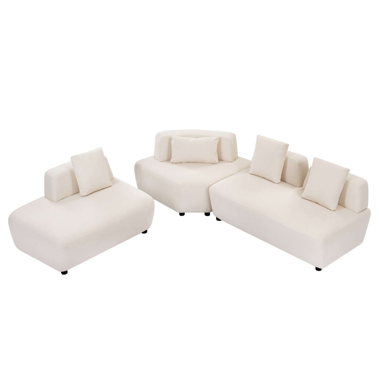 Modern Modular 3-piece Sectional Boucle Sofa in Beige or Gray