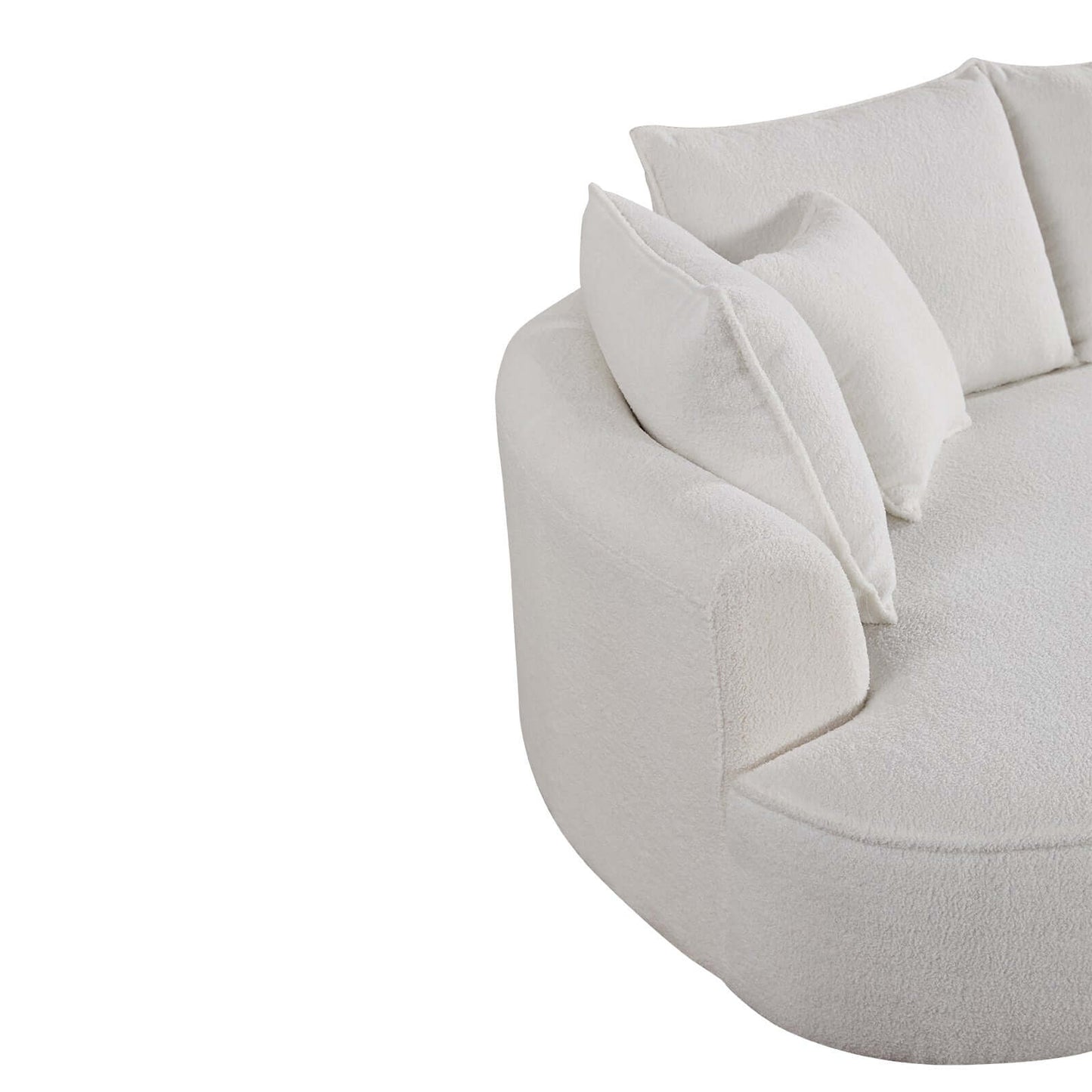 Luxury Curvy Teddy Fabric Sectional Couch, Modern Comfy Chaise Sofa 123” - Revel Sofa 