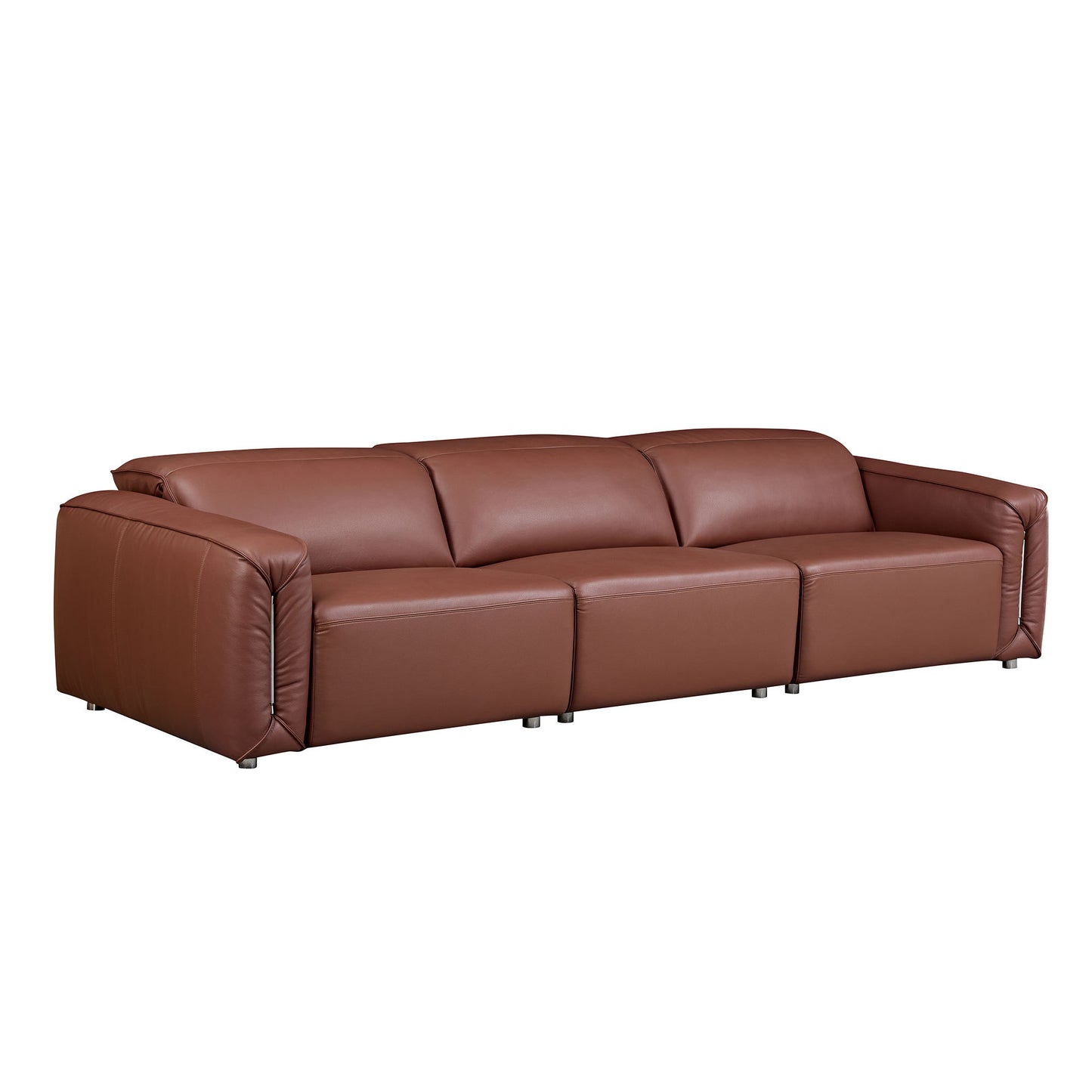 Modern Leather Deep Seated Adjustable Headrest Sofa 123" (2 Colors)