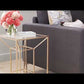 Canyon Side Accent End Table Gold Base Square Glass Top