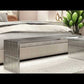 Tania Modern Slated Stainless Steel Bench, Silver 55"