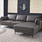 Meka Top Grain Gray Leather Sectional RF Chaise Sofa - Revel Sofa 