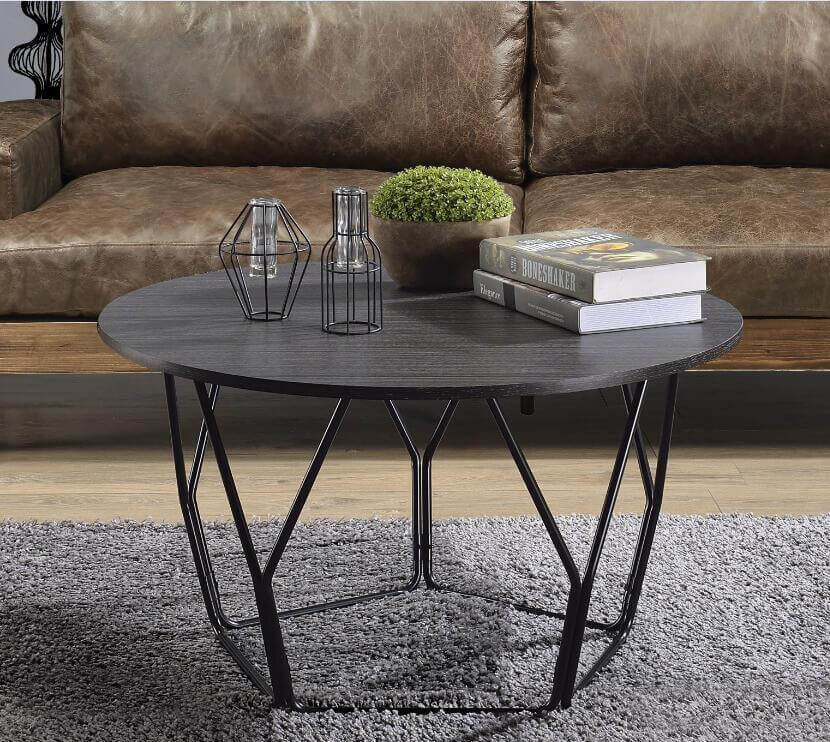 Sytira Round Geometric Coffee Table, Espresso - Revel Sofa 