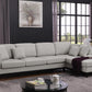 Redford MCM Light Gray Linen Fabric Sectional Sofa with Right Facing Chaise - Revel Sofa 