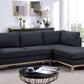 Anisa Black Sherpa Sectional Sofa with Right-Facing Chaise 93" - Revel Sofa 