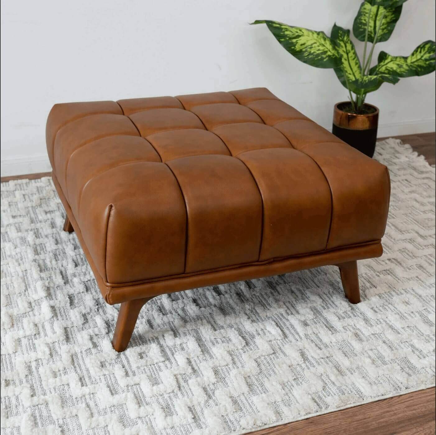 Addison MCM Square Tufted Ottoman - Revel Sofa 