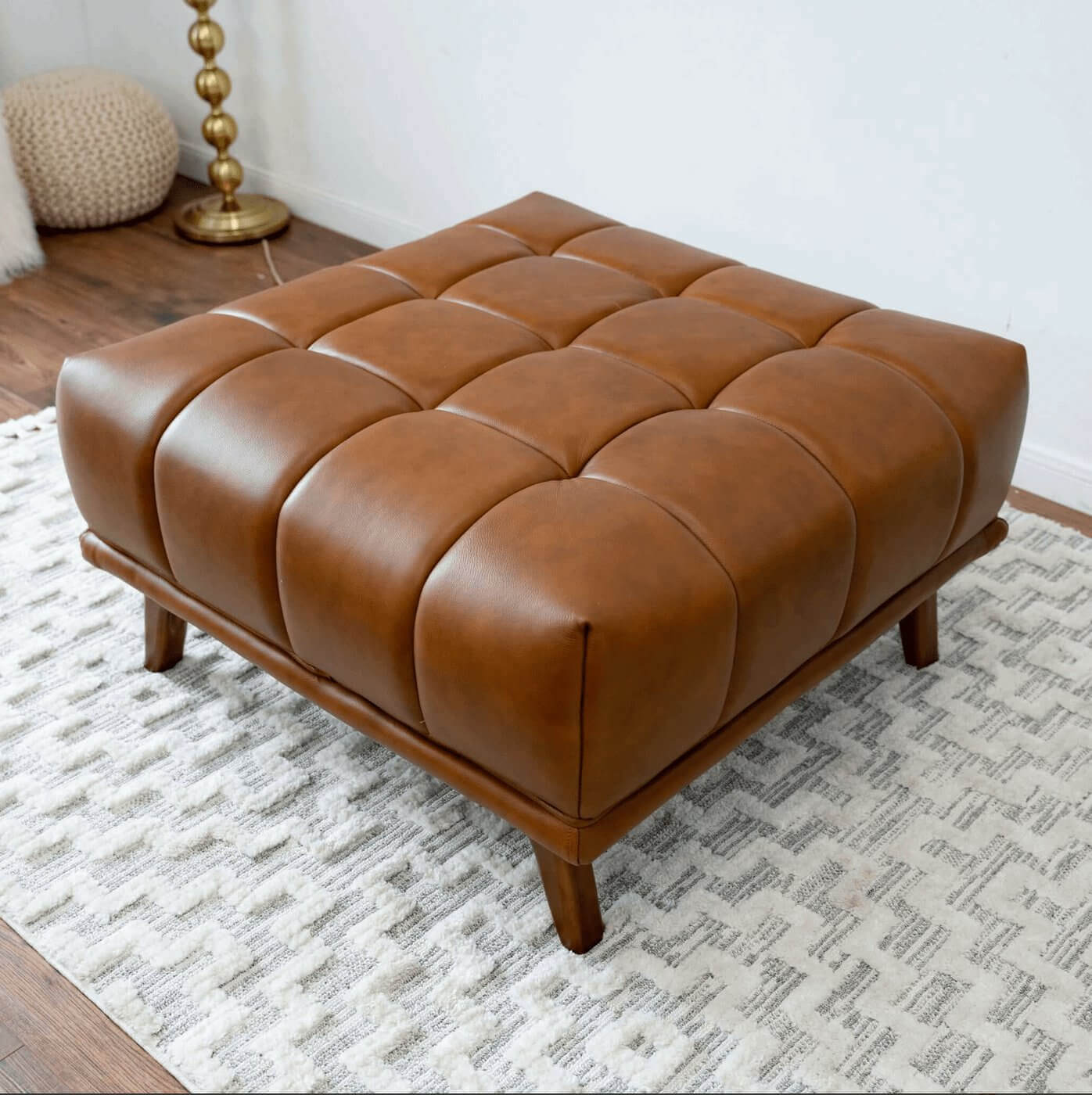 Addison MCM Square Tufted Ottoman - Revel Sofa 