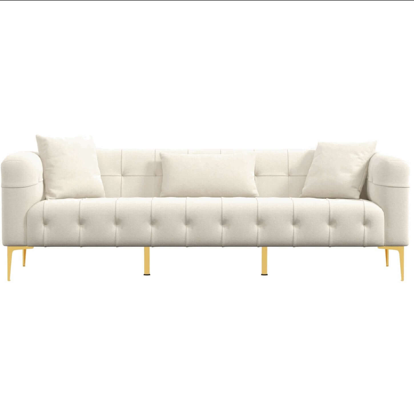 Alessandra Tufted French Boucle Sofa, Cream 91" - Revel Sofa 