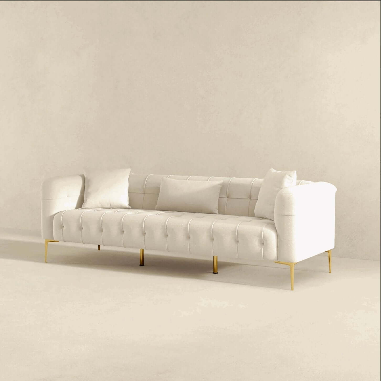 Alessandra Tufted French Boucle Sofa, Cream 91" - Revel Sofa 