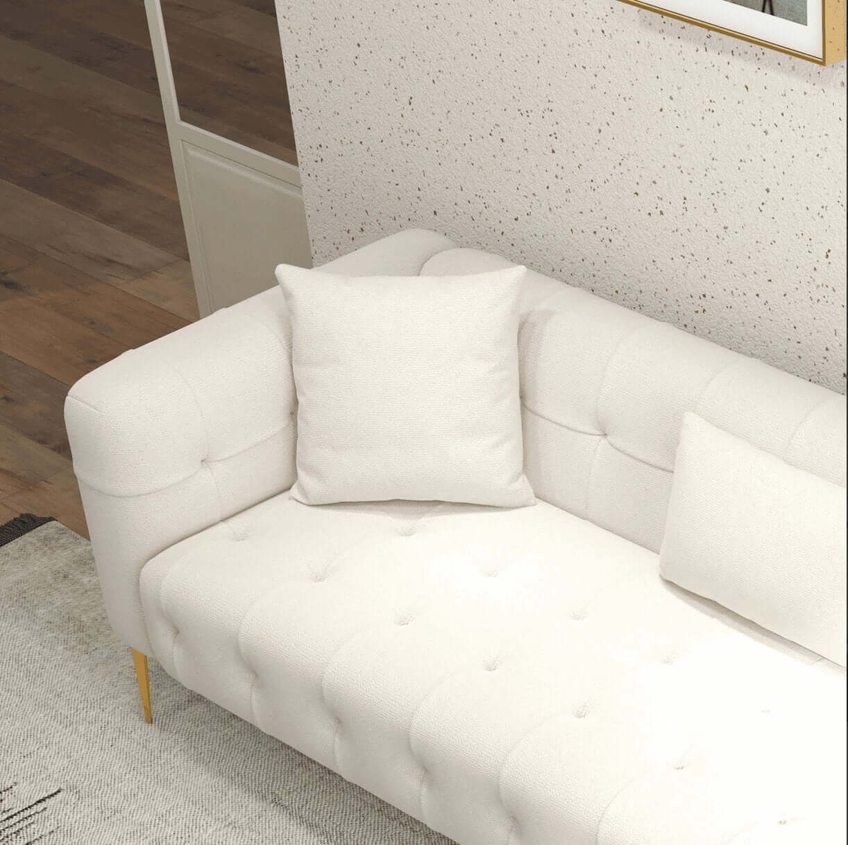 Alessandra Tufted French Boucle Sofa, Cream 91" - Revel Sofa 