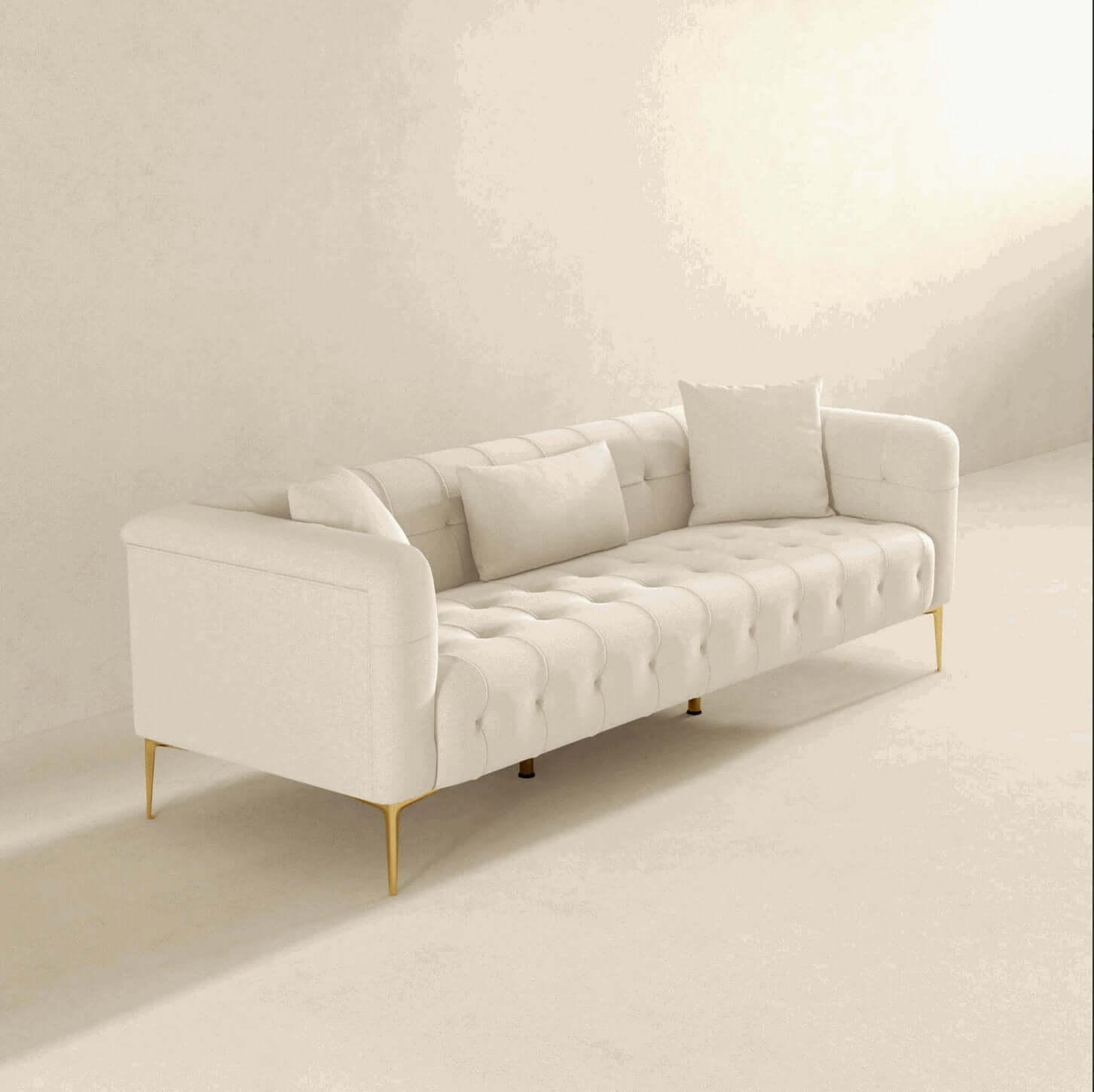 Alessandra Tufted French Boucle Sofa, Cream 91" - Revel Sofa 